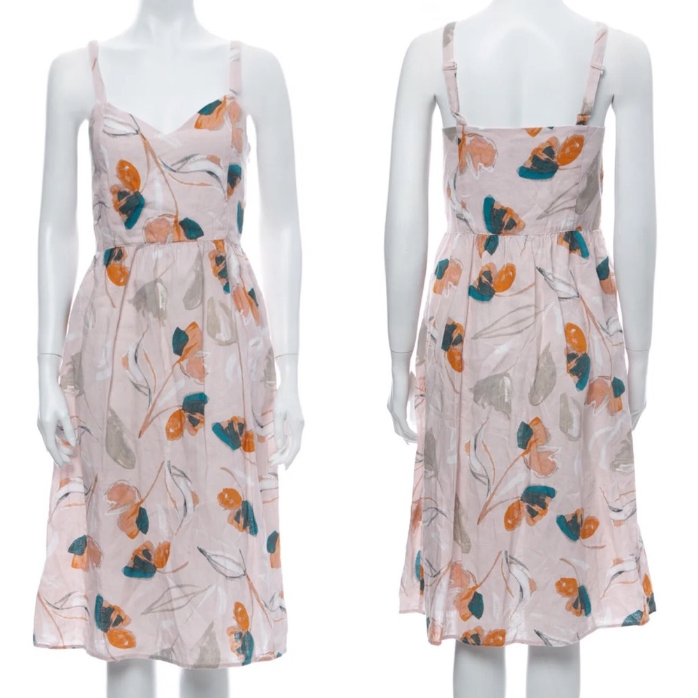 NWT Rachel Zoe Pink Floral Linen Midi Dress